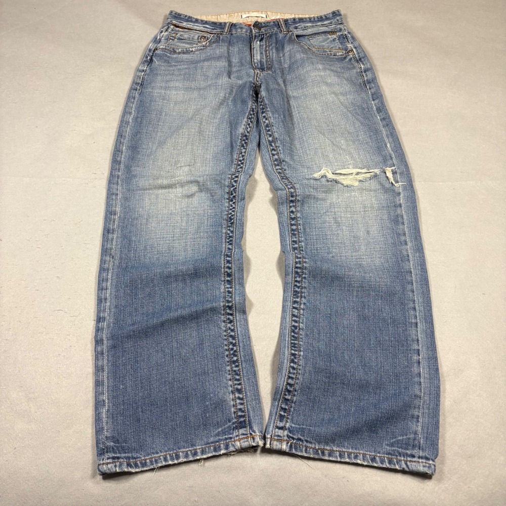 Marc Ecko Prime Cut Baggy Straight Leg Mens Distressed Blue Jeans W32 L31